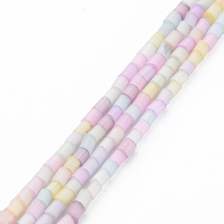 Glass Pearl Beads Strands, Tube, Colorful, 1.5~5x2mm, Hole: 0.8mm, about 185~187pcs/strand, 15.55 inch~15.75 inch(39.5~40cm)