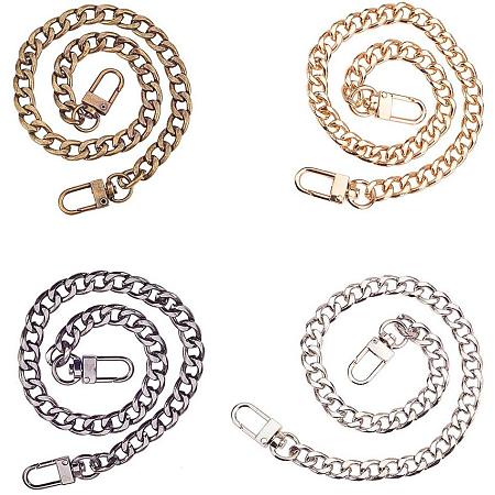 PandaHall Elite 4 Strand 4 Colors 16 Inch Aluminum Bag Flat Chain Strap with Alloy Swivel Clasps Handbag Chain Straps Metal Bag Strap Replacement Purse Clutches Handles, Mixed Colors