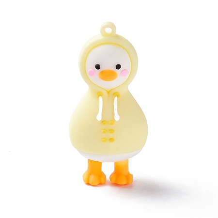 Honeyhandy PVC Cartoon Duck Doll Pendants, for Keychains, Champagne Yellow, 61x29x25mm, Hole: 3mm