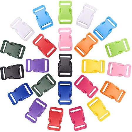 Pandahall Elite 48pcs 12 Colors Side Quick Release Buckles, 1 Inch Colorful Buckles Plastic Buckle Clips for DIY Making Luggage Strap, Pet Collar, Backpack Repairing