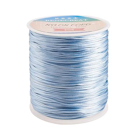 BENECREAT 1mm 200M (218 Yards) Nylon Satin Thread Rattail Trim Cord for Beading, Chinese Knot Macrame, Jewelry Making and Sewing - AliceBlue