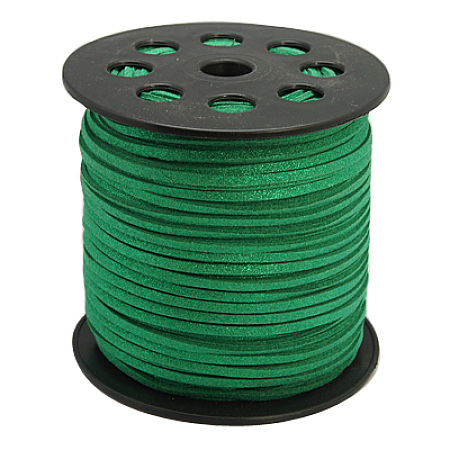ARRICRAFT 1 Rolls Glitter Powder Lace Faux Leather Suede Beading Cords Velvet String 3mm 100 Yard per Roll Green