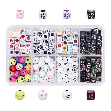PandaHall Elite Craft Acrylic Beads, Cube and Round, Mixed Color, 112x75x31mm
