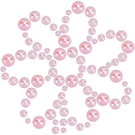 SUNNYCLUE 1 Box 1000Pcs 5 Sizes Flatback Pearl Cabochons Half Round Acrylic Pearl Flat Back Loose Beads Gem 6/8/10/12/14MM for DIY Jewelry Making Nail Phone Decoration Scrapbook, Pink