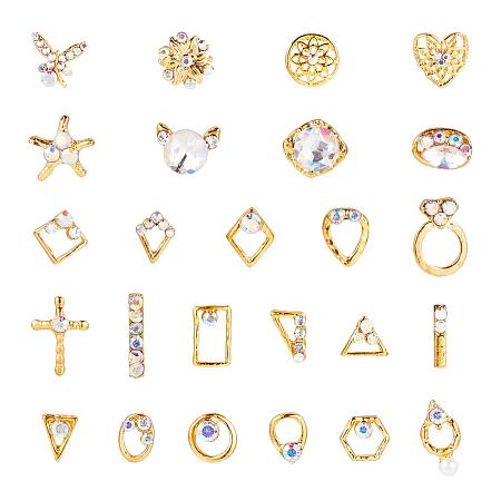 PandaHall Elite 50pcs 25 Style 3D Golden Crystals Nail Art Rhinestones Charms Gemstones Gems Stones Nail Art Decoration Craft Jewelry
