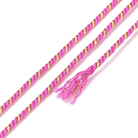 Honeyhandy Polycotton Filigree Cord, Braided Rope, with Plastic Reel, for Wall Hanging, Crafts, Gift Wrapping, Deep Pink, 1.2mm, about 27.34 Yards(25m)/Roll