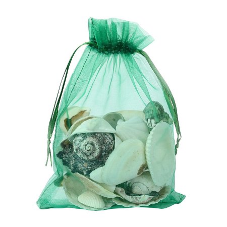 ARRICRAFT 100 PCS 5x7 inch Green Organza Drawstring Bags Party Wedding Favor Gift Bags