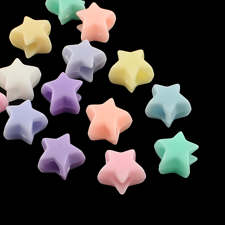 Arricraft Opaque Acrylic European Beads, Large Hole Star Beads, Mixed Color, 10x10x7mm, Hole: 4mm, about 1500pcs/500g