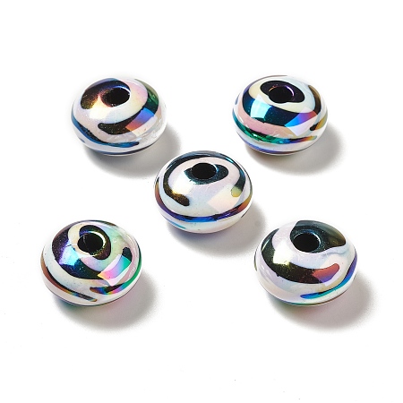 UV Plating Opaque Acrylic Beads, AB Color Plated, Rondelle, Clear AB, 24.5x14mm, Hole: 5.8mm