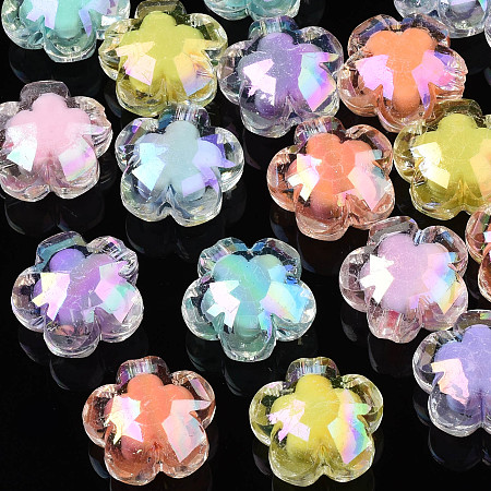 Honeyhandy AB Color Transparent Acrylic Beads, Bead in Bead, Flower, Mixed Color, 16.5x17x10.5mm, Hole: 2.5mm, about 295pcs/500g