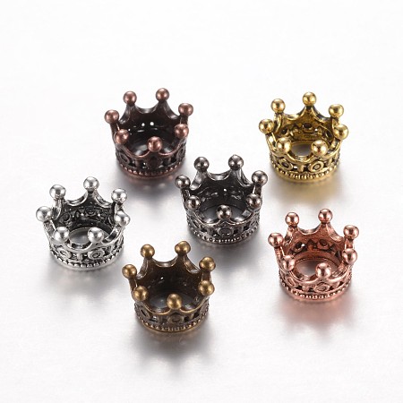 Honeyhandy Alloy Beads, Crown, Large Hole Beads, Mixed Color, 10.5x7mm, Hole: 6mm