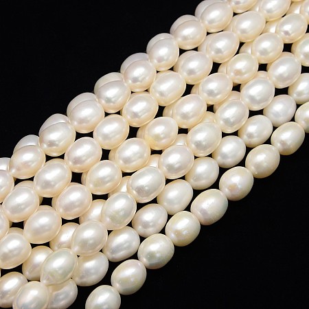 Honeyhandy Grade AAA Natural Cultured Freshwater Pearl Beads Strands, Rice, Creamy White, 12~14x10~11, Hole: 0.8mm, about 32pcs/strand, 13.77 inch~14.17 inch