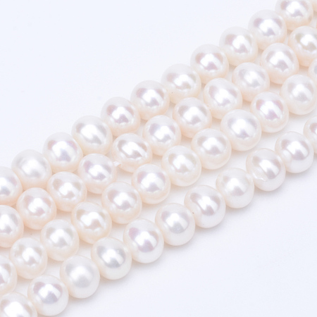 Honeyhandy Natural Cultured Freshwater Pearl Beads Strands, Round, Floral White, 5~5.5mm, Hole: 0.8mm, about 86pcs/strand, 15.3 inch