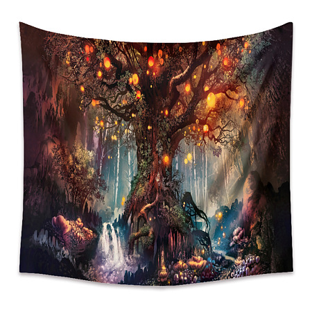Honeyhandy Tree of Life Tapestry, Polyester Forest Firefly Decorative Wall Tapestry, for Psychedelic Bedroom Living Room Decoration, Rectangle, Tree of Life Pattern, 730x950mm