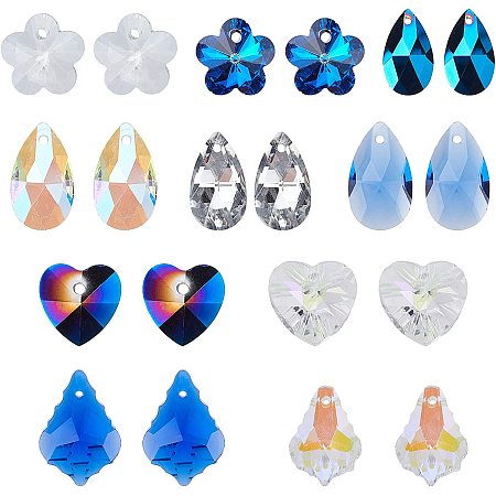 Pandahall Elite 60pcs 5 Shapes Faceted Crystal Pendants, Crystal Loose Beads Charms Faceted Glass Beads Jewelry Making Supplie for DIY Beading Projects, Bracelets, Necklaces, Earrings & Other Jewelries