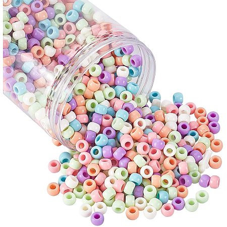 CHGCRAFT 240g 6Styles Pony Beads Candy Color Acrylic Mix Craft Pony Beads Colorful Plastic Pastel Beads Spacer Beads Shape Pony Beads for DIY Jewelry Craft