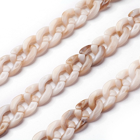 ARRICRAFT Acrylic Curb Chains, Antique White, Link: 13x10~10.5x2.5~3mm, about 70cm/strand, 27.56 inches