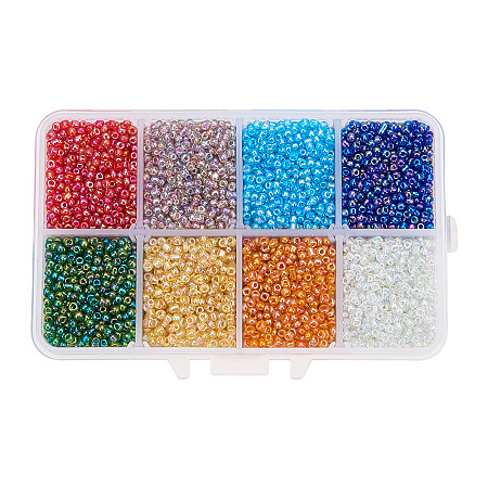PandaHall Elite 12/0 Round Glass Seed Beads Diameter 2mm Multicolor Loose Beads for DIY Craft, about 12500pcs/box