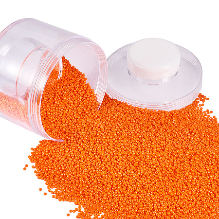 PandaHall Elite About 10000 Pcs 12/0 Glass Seed Beads Opaque DarkOrange Round Pony Bead Mini Spacer Beads Diameter 2mm with Container Box for Jewelry Making