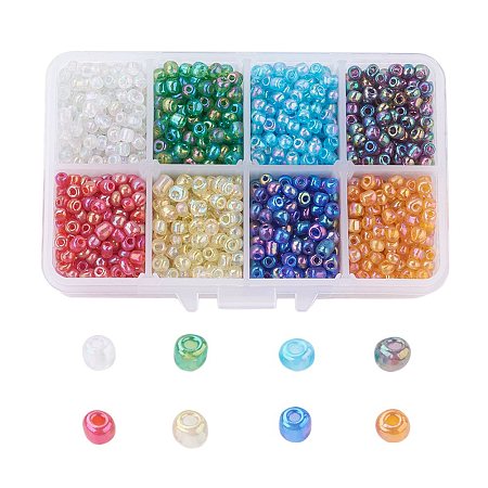 ARRICRAFT 1 Box 6/0 4mm Glass Seed Beads Transparent Colours Rainbow DIY Loose Spacer Mini Glass Seed Beads