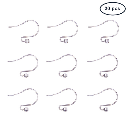 PandaHall Elite 20 Pcs 304 Stainless Steel Earring Hooks Ear Wire with Rhinestones 19x14.5mm for Jewelry Making