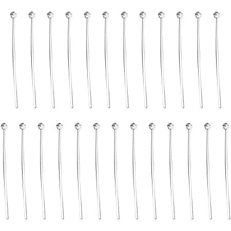 SUNNYCLUE 1 Box 25Pcs Sterling Silver Flat Head Pins 2cm Flat Head Pins for DIY Jewelry Making Earrings Findings