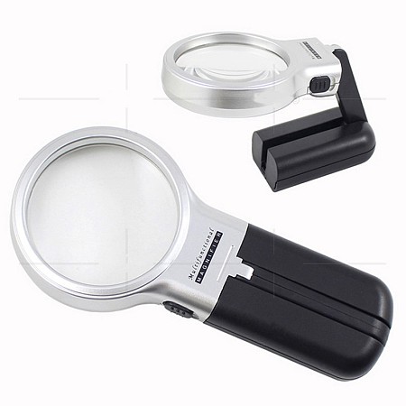 Honeyhandy ABS Plastic Foldable Magnifier, with Acrylic Optical Lens, LED Lamp, Black, Magnification: 3X, Lens: 63mm, 163x74x20mm
