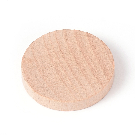Honeyhandy Unfinished Natural Poplar Wood Cabochons, Flat Round, BurlyWood, 29.5~30x4.5~5mm