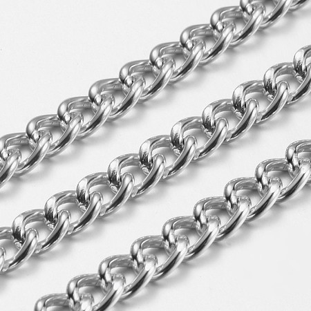ARRICRAFT Aluminium Twisted Chains Curb Chains, Unwelded, Silver Color Plated, 9x7x2mm