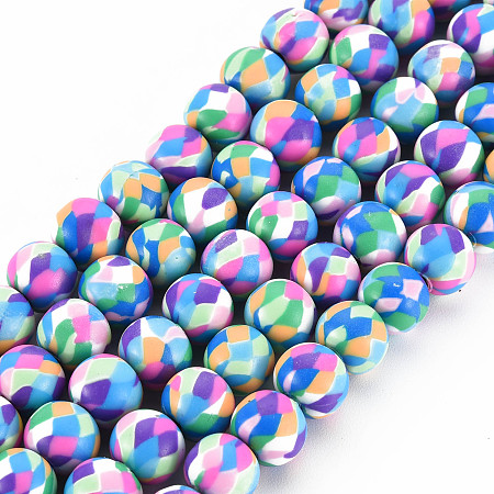 Handmade Polymer Clay Beads Strands, for DIY Jewelry Crafts Supplies, Round, Medium Sea Green, 8.5~9x8mm, Hole: 1.8mm, about 40pcs/strand, 12.80 inch(32.5cm)