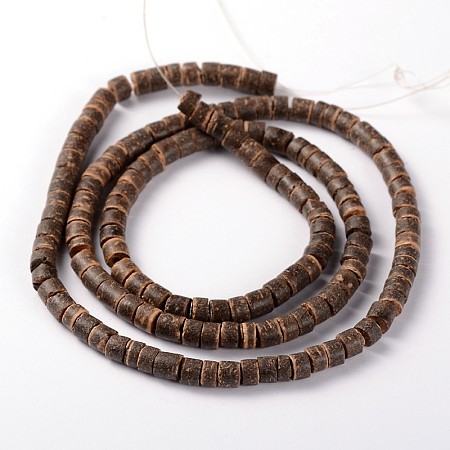 Honeyhandy Natural Coconut Column Bead Strands, Camel, 5.5x3~5.5mm, Hole: 1mm, about 148pcs/strand, 22.4 inch