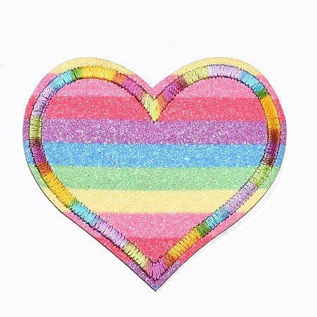 Honeyhandy Heart Appliques, Computerized Embroidery Cloth Iron on/Sew on Patches, Costume Accessories, Colorful, 64.5x67x1mm