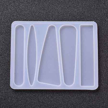 Honeyhandy DIY Silicone Hair Clip Molds, Resin Casting Molds, for UV Resin, Epoxy Resin Jewelry Making, Column & Horse Eye & Triangle & Rectangle, White, 78x98x4mm, Inner Diameter: 68~70x10~24mm
