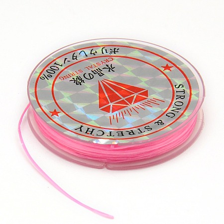 Honeyhandy Flat Elastic Crystal String, String Cord Crystal Threads, Pearl Pink, 0.6mm, about 10.93 yards(10m)/roll