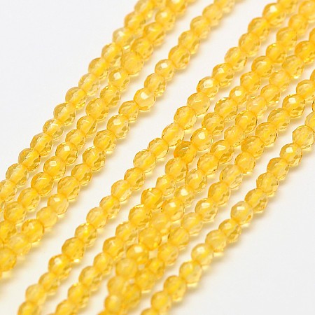 ARRICRAFT Natural Piezoelectric Quartz Beads Strands, Imitation Citrine, Faceted Round, 3mm, Hole: 0.8mm, about 136pcs/strand, 15 inches