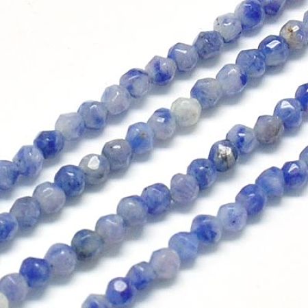 Honeyhandy Natural Sodalite Beads Strands, Faceted, Round, Blue, 2mm, Hole: 1mm, about 185~200pcs/strands, 15.4 inch