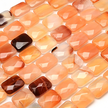 Nbeads Faceted Rectangle Natural Carnelian Beads Strands, 16x12~13x5~6mm, Hole: 1mm; about 13pcs/strand, 8.26