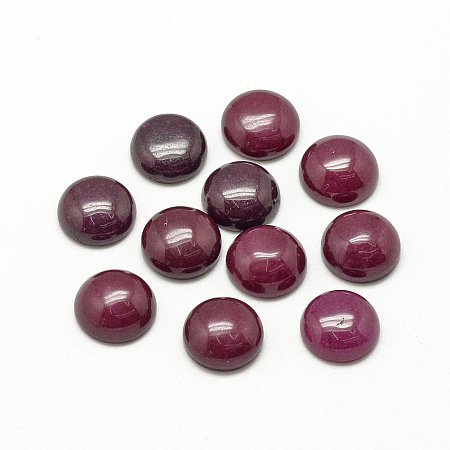 Honeyhandy Natural White Jade Cabochons, Dyed, Half Round/Dome, Medium Violet Red, 12x5mm