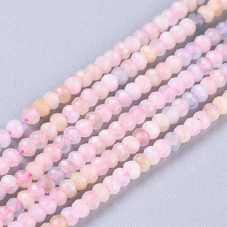 Honeyhandy Natural Morganite Beads Strands, Rondelle, Faceted, 3x2mm, Hole: 0.7mm, about 188pcs/strand, 15.35 inch(39cm)