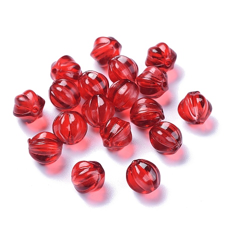 Honeyhandy Transparent Glass Beads, with Glitter Powder, Pumpkin, Red, 8.5x8mm, Hole: 1.2mm