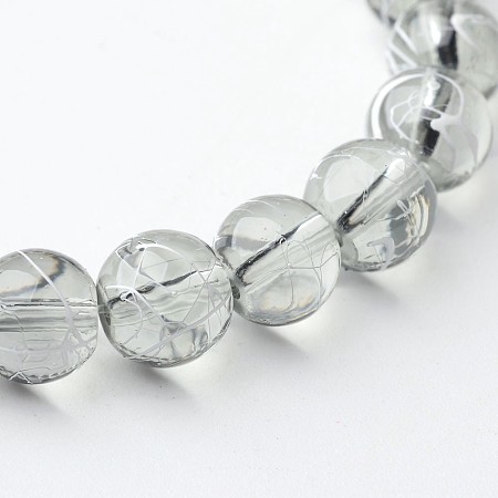 Honeyhandy Drawbench Transparent Glass Round Beads Strands, Spray Painted, Light Grey, 8mm, Hole: 1.3~1.6mm, about 100pcs/strand, 31.4 inch