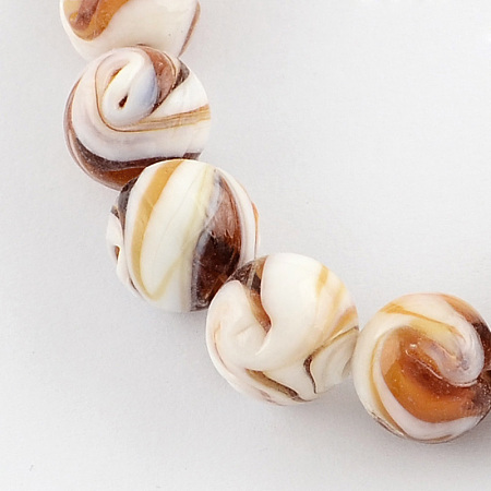 Honeyhandy Handmade Lampwork Beads, Round, Chocolate, 14mm, Hole: 1~2mm