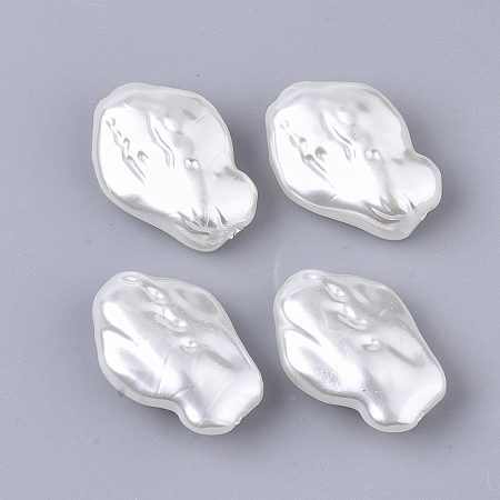 Honeyhandy ABS Plastic Imitation Pearl Beads, Nuggets, Creamy White, 25x17.5x8.5mm, Hole: 1.5mm