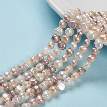ARRICRAFT Natural Cultured Freshwater Pearl Beads Strands, Two Sides Polished, Nuggets, Seashell Color, 4~7x6~8x3.5~5mm, Hole: 1mm, about 60pcs/strand, 14.1 inches