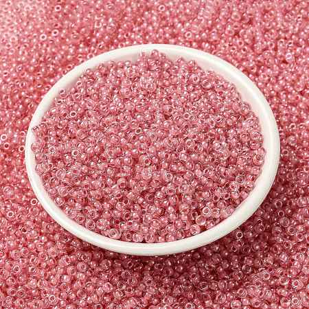 MIYUKI Round Rocailles Beads, Japanese Seed Beads, 8/0, (RR1109) Inside Dyed Rose Pink, 3mm, Hole: 1.1mm, about 866pcs/10g
