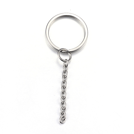 Honeyhandy 304 Stainless Steel Split Key Rings, Keychain Clasp Findings, Stainless Steel Color, 68mm