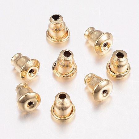 Honeyhandy 304 Stainless Steel Ear Nuts, Earring Backs, Golden, 5.5x5mm, Hole: 0.8mm