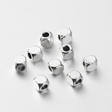 ARRICRAFT Tibetan Style Alloy Cube Spacer Beads, Antique Silver, 4x4x4mm, Hole: 2mm