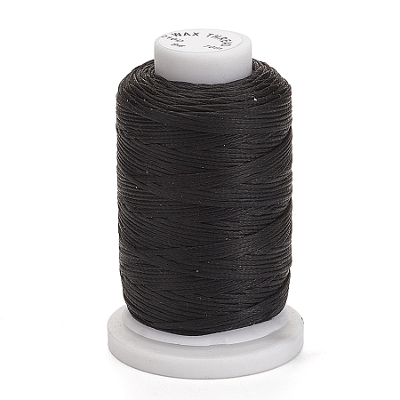Honeyhandy Waxed Polyester Cord, Flat, Black, 1mm, about 76.55 yards(70m)/roll