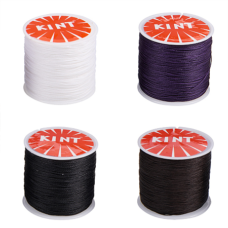 PandaHall Elite 4 Rolls 0.5mm Waxed Cotton Cord Thread Beading String 116 Yards per Roll Spool for Jewelry Making and Macrame Supplies 4 Colors